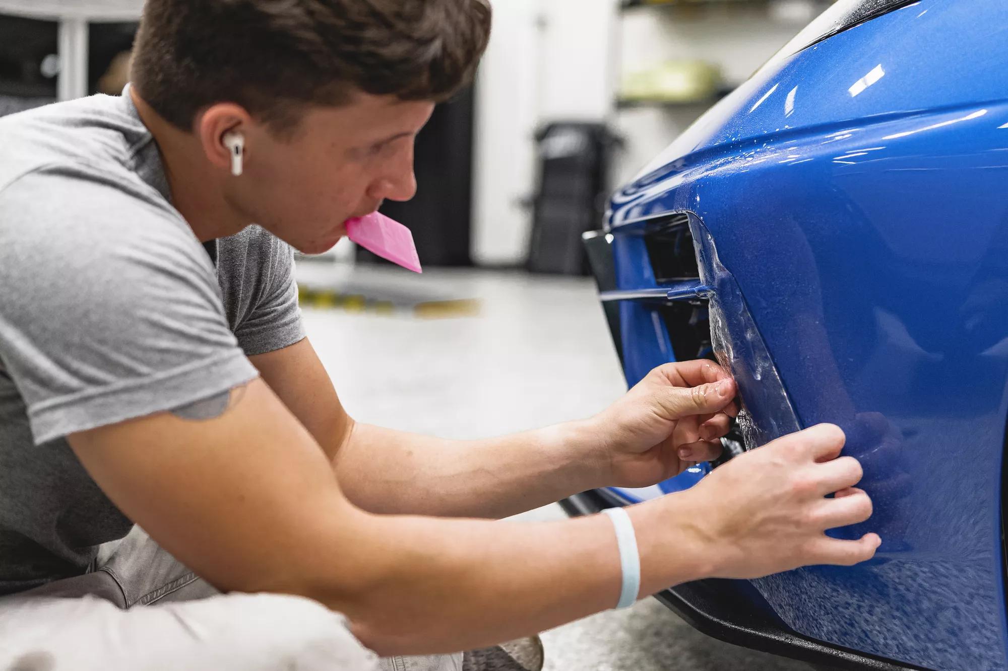 Installation photos of a 2020 Chevy Corvette equipped with full front ULTIMATE PLUS PPF