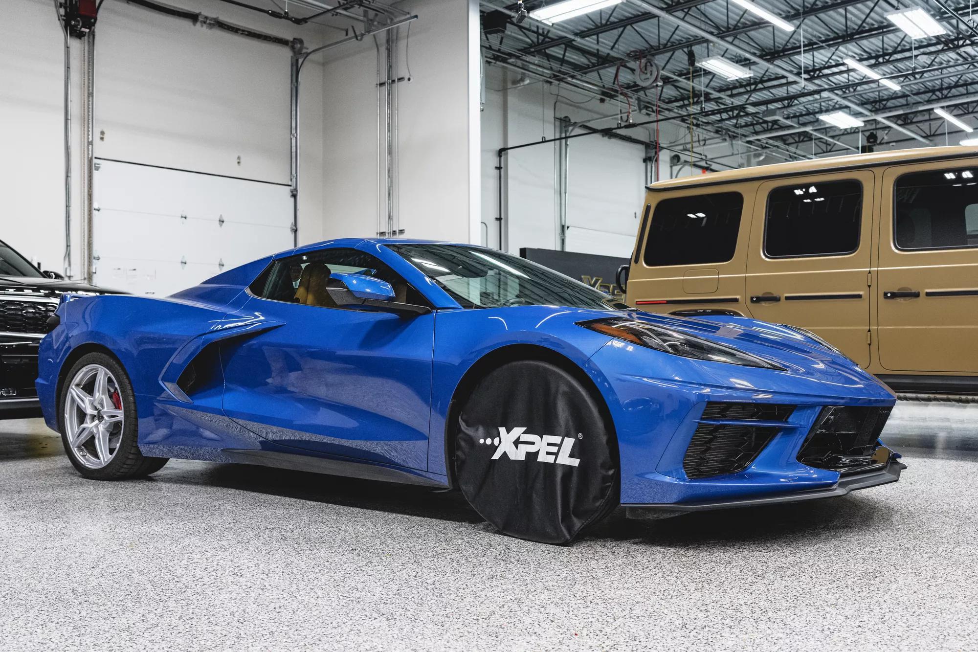 Installation photos of a 2020 Chevy Corvette equipped with full front ULTIMATE PLUS PPF