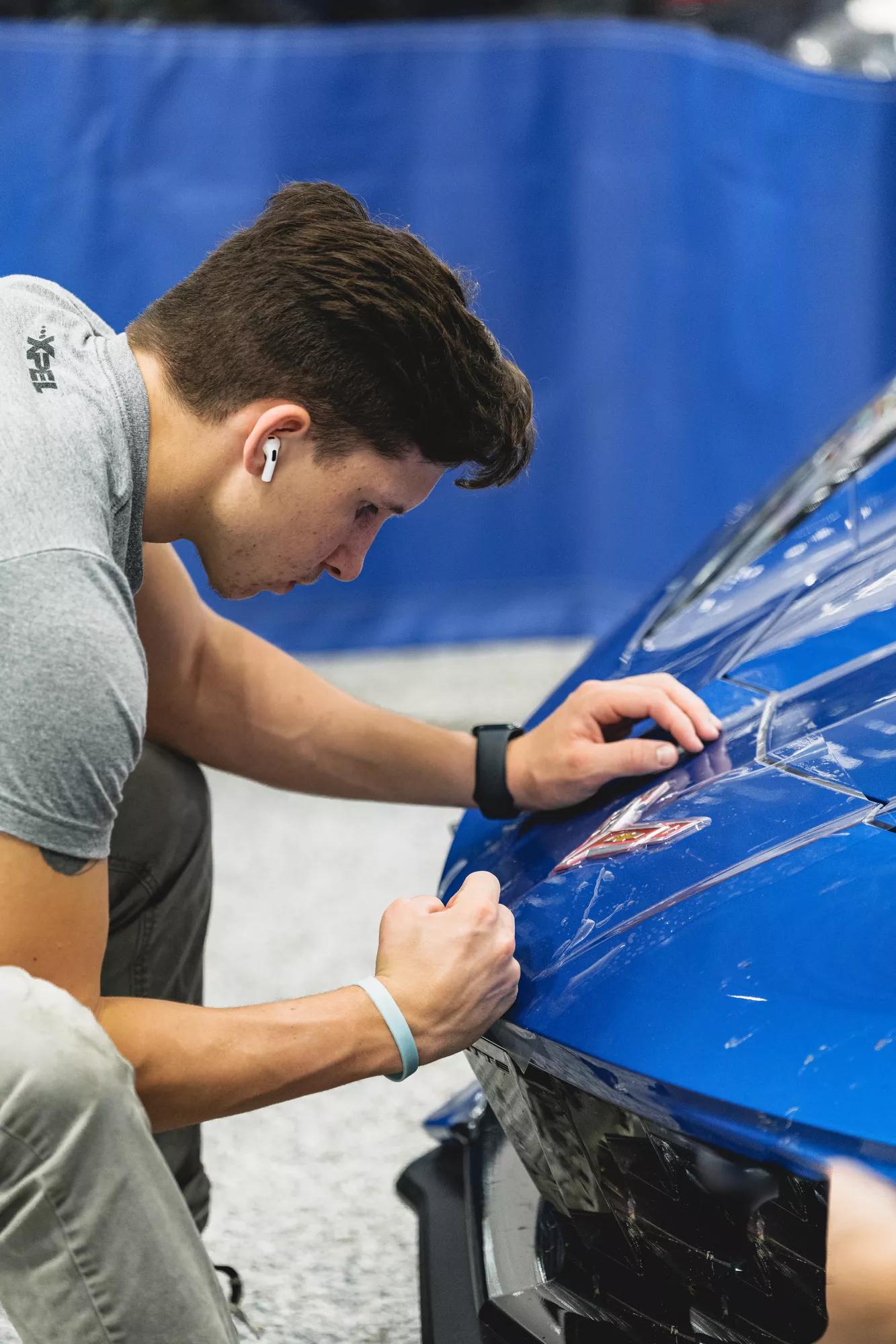 Installation photos of a 2020 Chevy Corvette equipped with full front ULTIMATE PLUS PPF