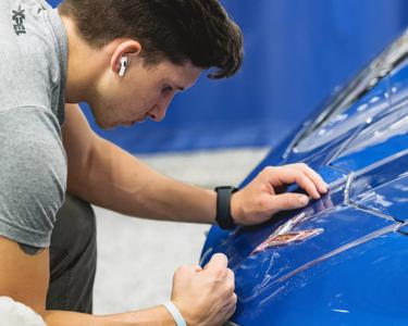 Installation photos of a 2020 Chevy Corvette equipped with full front ULTIMATE PLUS PPF