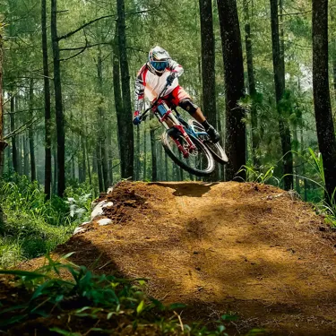 man riding bike doing stunt near green trees during daytime